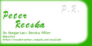 peter recska business card